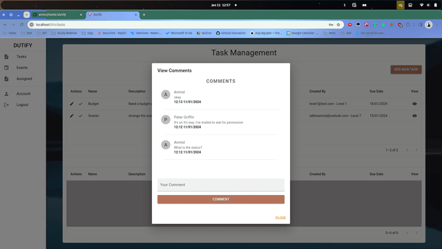 Dutify - End-to-End Event and Task Management System
